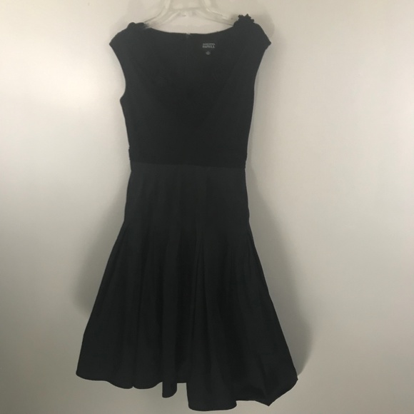 Adrianna Papell Black Rosette Tea Length Dress 4 - Picture 3 of 8